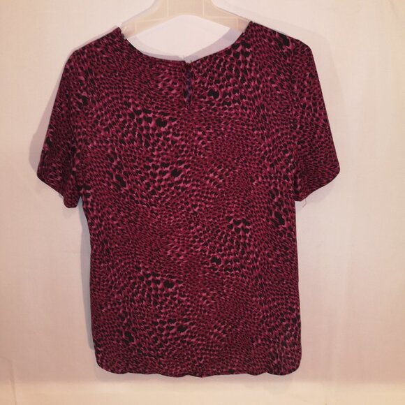 Ricki's Ladies Short Sleeves Pink & Black Print Blouse - Picture 2 of 7